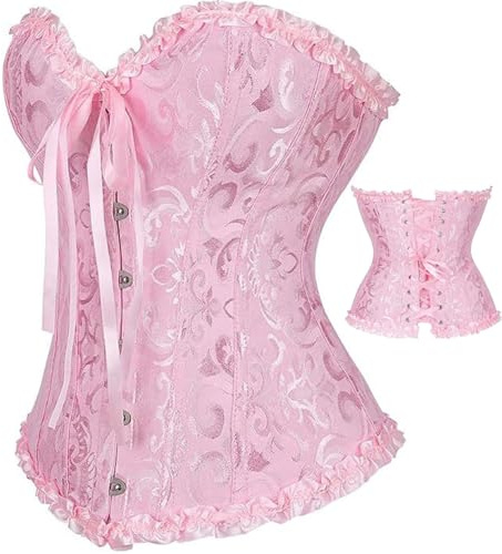 Zooma Mujeres Sexy Lace Corsé Underbust Slimming Vintage Bustier Corset Negro Corsé para Mujer