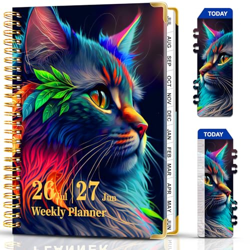 METEOROCK Monthly & Weekly Planner A5 from Jul 2026 - Jun 2027, 21.5 x 16 cm 2026-2027 Daily Planner Week to View with Spiral Bound, Monthly Weekly Planners with Bookmark for School Office