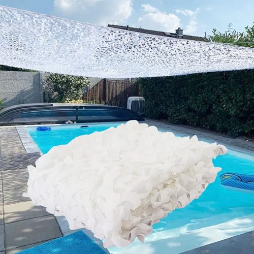 Filet De Camouflage Blanc 210D 3x3m Voile D'ombrage De Pergola De Camping De Chasse Militaire pour La Décoration De Fête De Camping Extérieur Motif Camouflage Protection Jardin Décoratif Filet