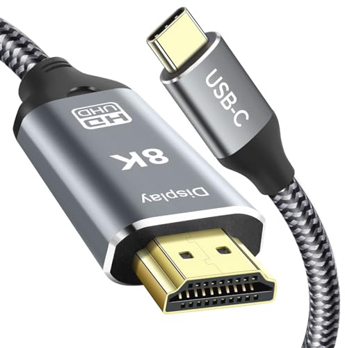 CHENLENIC Cavo USB C a HDMI 2.1, 8K@60Hz 4K@144Hz, Thunderbolt 4/5 a HDMI, Tipo C Compatibile con MacBook Pro M4, M3, iPad, iPhone 16Pro, Supporta HDCP 2.3 & HDR10, Alta Velocità 48Gbps, Monitor da