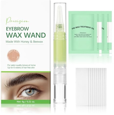 Beugo Facial Wax Wand Eyebrow Shaper, Waxing Pen for Eyebrows with 10 Waxing Strips and 4 Pre-wax Wipes, Hair Removal Kit for Upper Lip, Brows, Chin