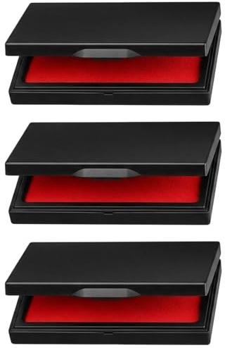 3 PCS Red Ink Pad, Solid Red Stamp Pads for Crafting and Document Use, Fingerprint Ink Pads for Office and Home, Reusable Ink Stamp Pads for Various Surfaces