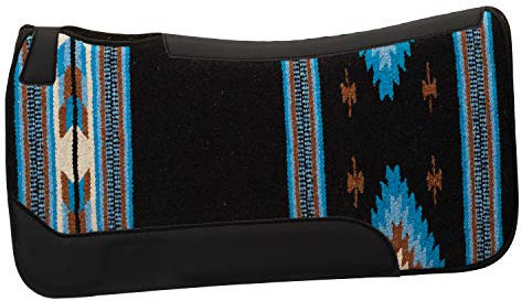 Weaver Leather Contoured Single Weave Wool Blend Felt Saddle Pad, Sottosella Unisex, Nero/Blu, 31 L x 32 W