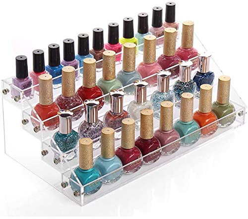 Wakects Espositore per smalto, Organizzatore per smalto per unghie a 4 livelli, trasparente, per trucco, espositore per rack, supporto per organizer