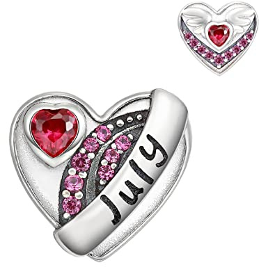 Qings Berlocker Kärlekshjärta för Armband 925 Sterling Silver - Berlocker Hjärta Hängsmycke Halsband Bokstav Birthstone Smycke Present till Kvinnor Nina, Sterling silver, Kubisk zirkonia