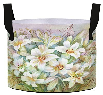 Blumentöpfe aus Vliesstoff mit Griffen, Gemüse-Pflanzbeutel für Pflanzen, Gemüse, Blumen, Kinderzimmer, 1,9 l, Lilienstrauß