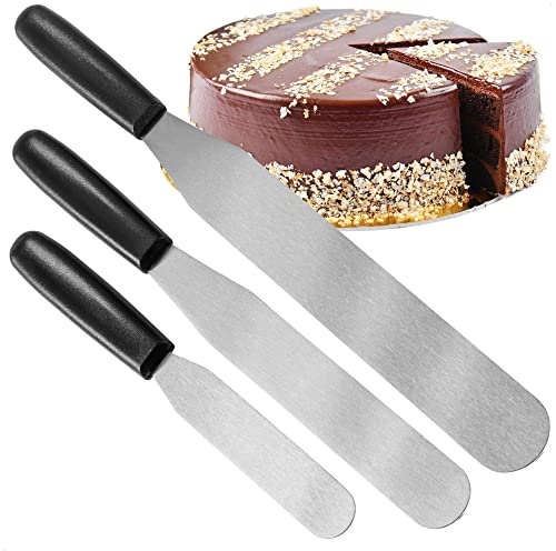 Robin Goods® 3 rostfria spatlar med plasthandtag | Bakspatlar i 3 storlekar för tårta, kräm och dekoration