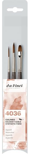 da Vinci, COLINEO Kurzstielig, Aquarellpinsel COLINEO-Set, Synthetikfasern, Künstlerpinsel, Aquarellmalerei, flüssige Acrylfarben, Made in Germany, Set, 3 Größen 4/6/8