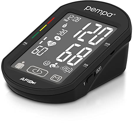 Pempa BP200 Afib Touch – automatisches Blutdruckmessgerät Oberarm – mit Afib-Erkennung & Touchscreen – inkl. Netzteil, Manschette (22–42 cm), Tasche & Batterien