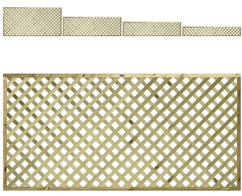 Urdan Diamond 6x3ft (W: 6ft x H: 3ft) Fully Framed Smooth-Planed Modern Decorative Pressure-Treated Trellis Panel Thick/Strong Laths 45mm Holes Width 1828mm x Height: 900mm