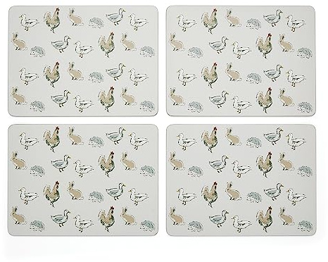 Cooksmart Set di 4 tovagliette all'americana per tavolo con disegni britannici, tovagliette per tutti i tipi di cucine – animali di campagna