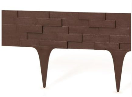 2.38 Meters Lawn Edging Brown Plastic Palisade Slate Effect - 7.81ft Long Garden Edge Border - Ground Fence for Lawn, Flower Plants and Patio