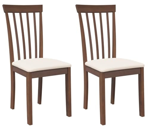 vidaXL Sillas de Comedor con Cojines 2 uds Madera Maciza marrón Caucho, Silla de Comedor, Silla de Cocina, Asiento de Comedor, Silla