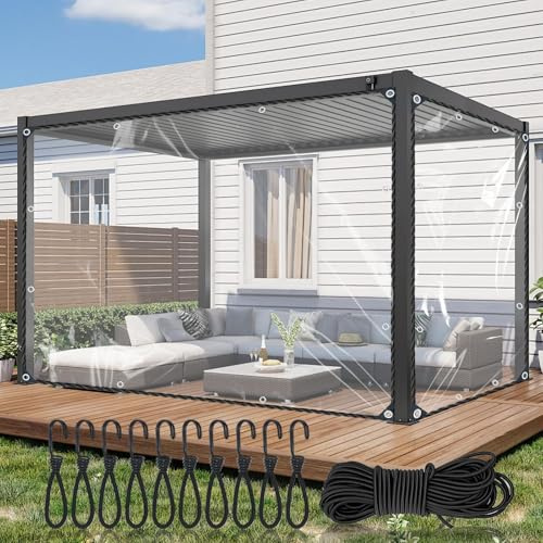 COEWUR Telo Telone Impermeabile Esterno 2 x 3 m Telo Impermeabile Trasparente PVC 420 g/m² Telo con Occhiellato Telone di Copertura con Corda da 10 M Multiuso Resistente per Serra Balcone Giardino