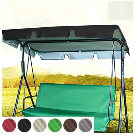 TYBEITAO 600D Hochwertiges,Silberbeschichtetes Oxford-Gewebe Schaukel Dachbezug Wasserdicht UV-Geschützt Langlebig und Reißfest Dach Für Schaukelgestell Outdoor,Black-164 * 114 * 15cm