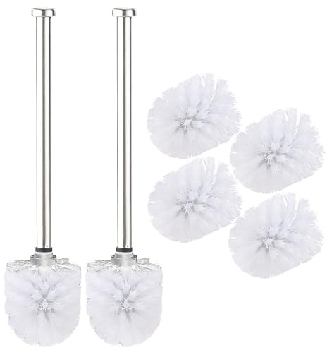 BadeStern Toilettenbürste Ersatz: 2er-Set WC-Bürsten mit Edelstahl-Stiel und 3 Aufsätzen mit Ø 7 cm (Toilettenbürste Wandmontage, WC-Garnituren Wandmontage)