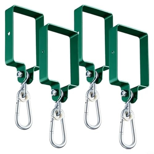 JGmotorfi Lot de 4 balançoires en métal vert, équipement de terrain de jeux d'extérieur résistant aux intempéries, pour s'amuser dans le jardin, support polyvalent de 14 x 9,6 cm