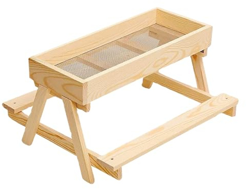 de Comida para Pollo, Mesa de Pollo con Parte Inferior de Malla, Soporte de diseño de Madera para gallineros y Patos, Patio, Granja, Suministros al Aire Libre para Aves de Corral, Ganado