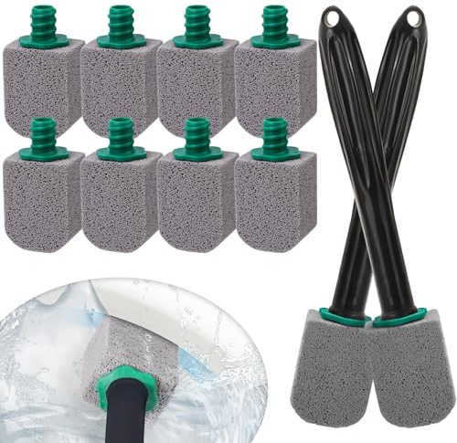 10 Pezzi pietra pomice wc,con 2 manico,pietra pomice per pulire,disincrostante wc per ceramica,Pulisce efficacemente le macchie più ostinate (Con 2 Manico Bianco)