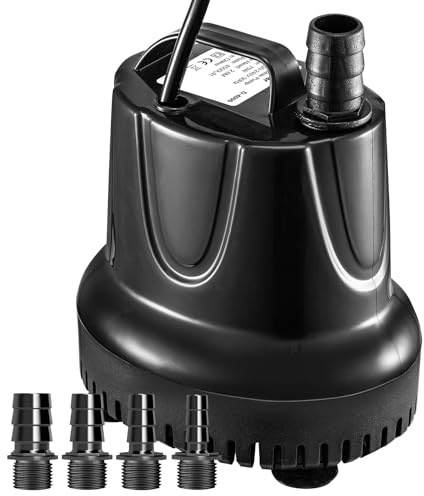 Submersible Water Pump 4500L/H, Ultra Quiet Small Aquarium Pump with 4 Nozzles for Pond, Fountains, Fish Tank, Statuary and Hydroponic, High Lift 2.6m, 3m Power Cord (4500L/H 75W)