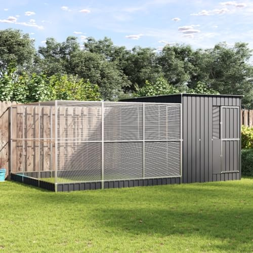Nqyjm Aviario con ampliación plata 497 x 303 x 216 cm acero para jardín terraza