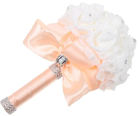 MINAOLULUS Bouquet da Sposa Artificiale in Schiuma Rose Finto, Fiore Finto per Damigella D'onore, Decorazione Matrimonio e Casa, Colore Luminoso e Design Elegante, Accessorio Fotografico