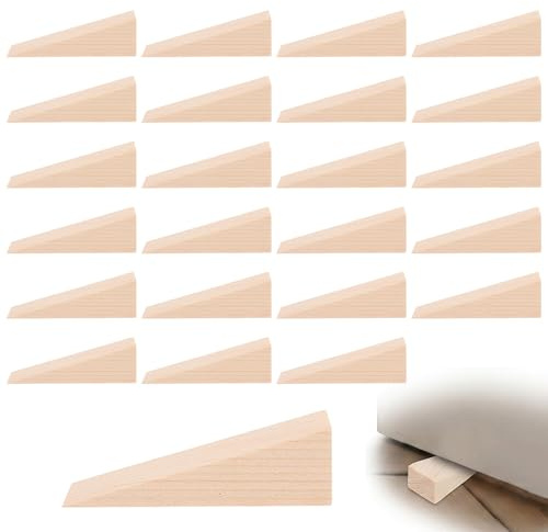 Lot de 24 Cales en Bois Triangulaires (5x3x2 cm) - Cale de Montage Robuste pour Pose de Porte, Fenêtre et Nivellement de Meubles - Accessoires de Menuiserie et Bricolage Professionnel