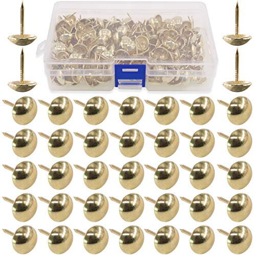 Hilitchi 200-Stücke 9/16'' (14mm) Antike Polstermöbelnägel Tacks Möbel Tacks Polstermöbel Tacks Thumb Tack Push Pins Assortment Kit (Gold)