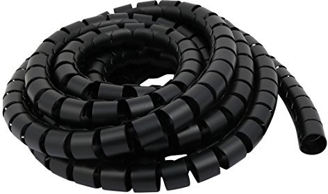 Aexit Filo avvolgente per cavi a spirale flessibile con diametro di 25 mm, ner-o, 5 metri di lunghezza con clip ID: 963748