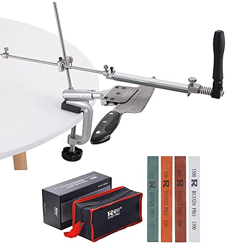 Ruixin pro Sistema de afilador de cuchillos de aleación de aluminio de giro de 360 grados ángulo constante herramientas de amoladora máquina con 4 piedras