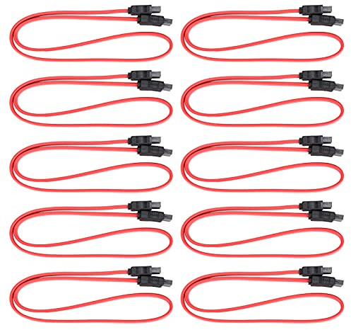 ASHATA 10pcs SATA Extension Cable, 50cm 7-pin internal SATA Male to SATA Female Extension cable, SSD Data Extension Cable for External Hard Disk Data Transmission(50cm)
