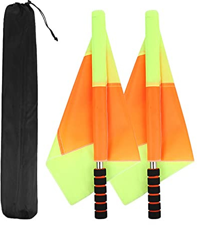 2Pcs Linesman Referee Flag, Water Proof Referee Soccer Flag with Storage Bag for Sports Match Soccer Football