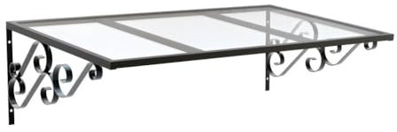 Vente-unique - Auvent de Porte en Aluminium L120 x l80 cm incliné AMBAN