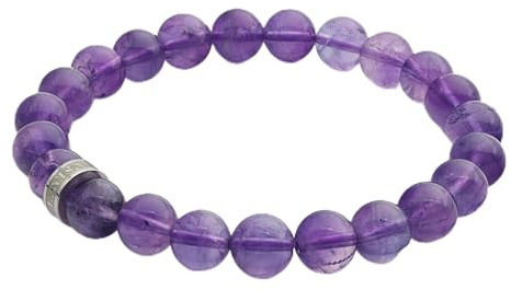 LAVISA Edelstein Armband - Echte Naturstein Perlen | Kristalle, Heilsteine | Onesize Unisex (Amethyst 8mm)