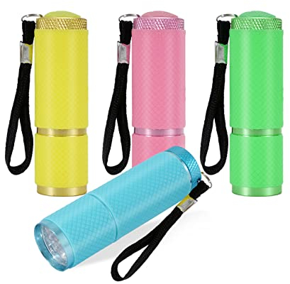 DAOUZL Torcia Led, 4 Pezzi Torcia Portatile, Impermeabile Torce con Cordino, Torcia LED Potente Professionale, Mini Torcia LED, Torce Bambini, Torce Elettriche LED per Campeggio,Escursioni,Outdoor