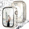NewWays 2 Pack Waterproof Screen Protector Compatible for Apple Watch 40mm Series 6 5 4 SE(2024-2020) with Tempered Glass, iWatch Full Protective Hard PC Bumper Case Face Cover- Starlight
