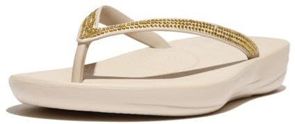 Fitflop Iqushion Sparkle Tongs pour femme Beige pierre, Beige pierre, 39 EU
