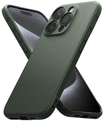 Ringke Onyx for iPhone 15 Pro Case [Anti-Fingerprint Texture] Slim Lightweight Protective Cover with Full Coverage Camera Protection & Non-Slip Side Grip - Dark Green