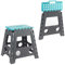 Beldray LA032487FEU6 Large Folding Stool-Lightweight Plastic Step-Up Footstool, Seat for Adults & Kids, Foldable Design, Compact Storage, Carry Handle DIY Accessory, Max. Weight 150 KG, Grey/Blue
