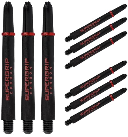 Harrows Dartpfeile 3 Sets Carbon ST Dartschäfte – insgesamt 9 Dartschäfte – erhältlich in 3 Größen – robuster Carbon-Verbundstoff – mittelrot