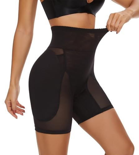 Velssut Hip Enhancer per le donne controllo della pancia Body Shaper Butt Lifter Mutandine Falso Hip Imbottito Shapewear, Nero 9585, S