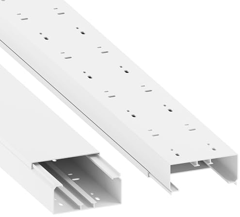 Habengut | Kabelkanal (mit Montagelochung) 60x130 mm aus PVC, Farbe: Weiß, Länge 1 m
