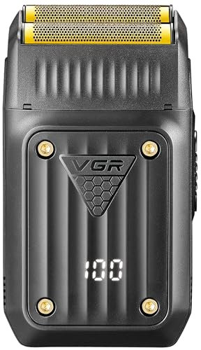 VGR Rasoio elettrico da uomo, ricaricabile senza fili, con batteria da 80 minuti, 8000 giri/min, per barba, viso, testa calva, collo, dissolvenza della pelle, rasatura precisa e pulita