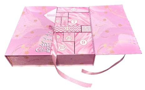 Empty Fillable Advent Boxes - Christmas Empty, Advent Countdown Calendar Empty, Empty Advent Calendars to fill Yourself, Christmas Countdown Calendar Box Romantic Pink Folding Box