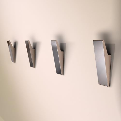 Design Amburgo Ganci Adesivi | Appendiabiti da Parete Autoadesivi | Portasciugamani Adesivo | Appendini Bagno e Ganci Cucina | Confezione da 4 | Design Moderno (Cromo)