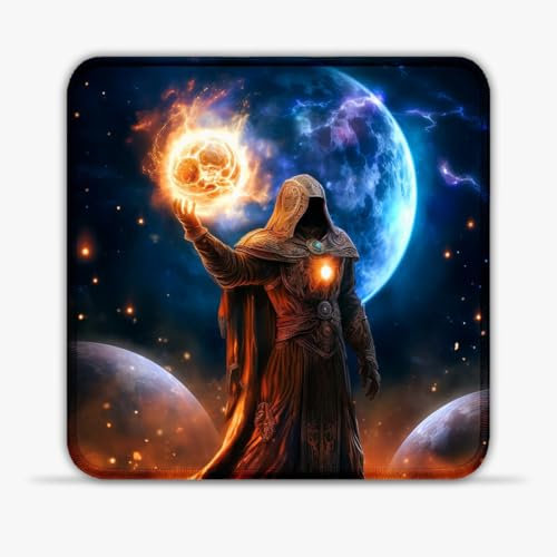 LJSPTU Gaming Mouse Mat mysterious guardian Portable 25x25cm SU Fabric Mouse Pad Spill-Proof Desk Mat 360° Smooth Tracking for Esports, Compact for Travel Gaming Setup