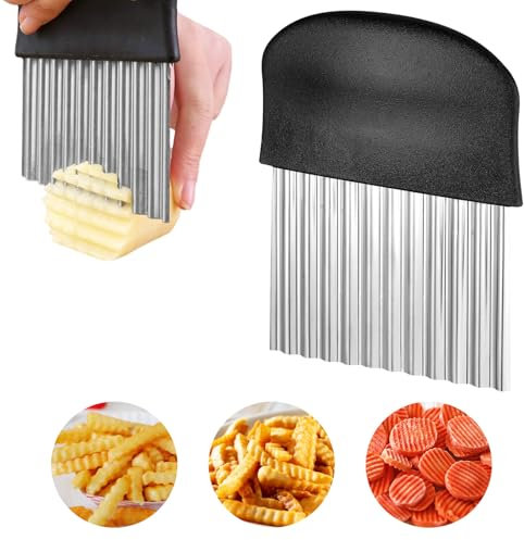 Lot de 2 coupe-frites pour pommes de terre en acier inoxydable avec poignée pour légumes