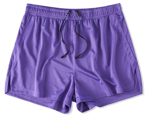 Amy Coulee Short de sport pour homme - Court 3 - Short de course - Short de basketball - Short de sport à séchage rapide avec cordon de serrage intérieur, Violet, M
