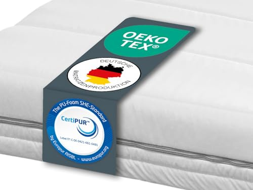 PURAMED Kaltschaummatratze - 120x200 cm - Höhe 14 cm - Härtegrad H2 & H3 - ergonomische 7-Zonen Matratze waschbarer Mikrofaser-Bezug - Oeko-TEX® & CertiPUR Zertifiziert