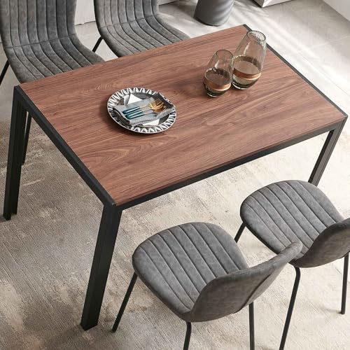 NORDICANA Esstisch, Schreibtisch, 120x70x75 cm Tisch, Küchentisch mit Eichenholz-Masereffekt, für 4 Personen, Landhausstil, mit Stahlbeinen, Tischplatte aus MDF, für Esszimmer, Homeoffice, Küche